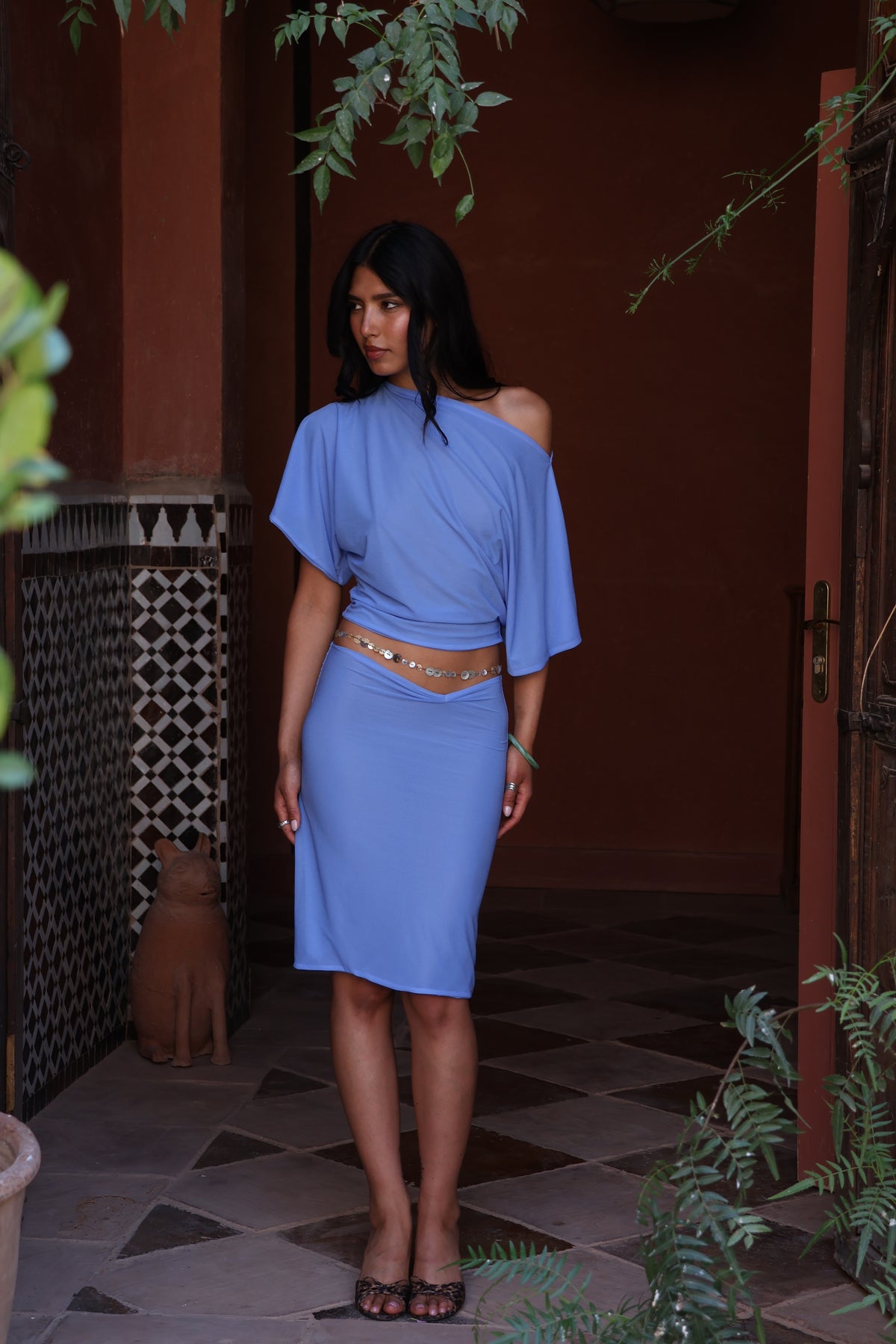 Chiffon Florina Midi Skirt - Sky Blue image 6