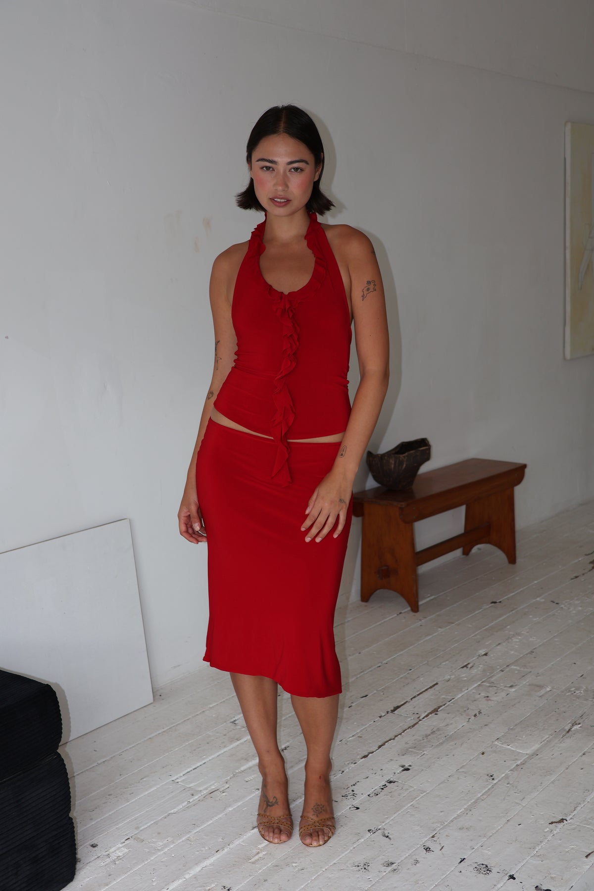 Valentina Midi Skirt - Crimson Kiss