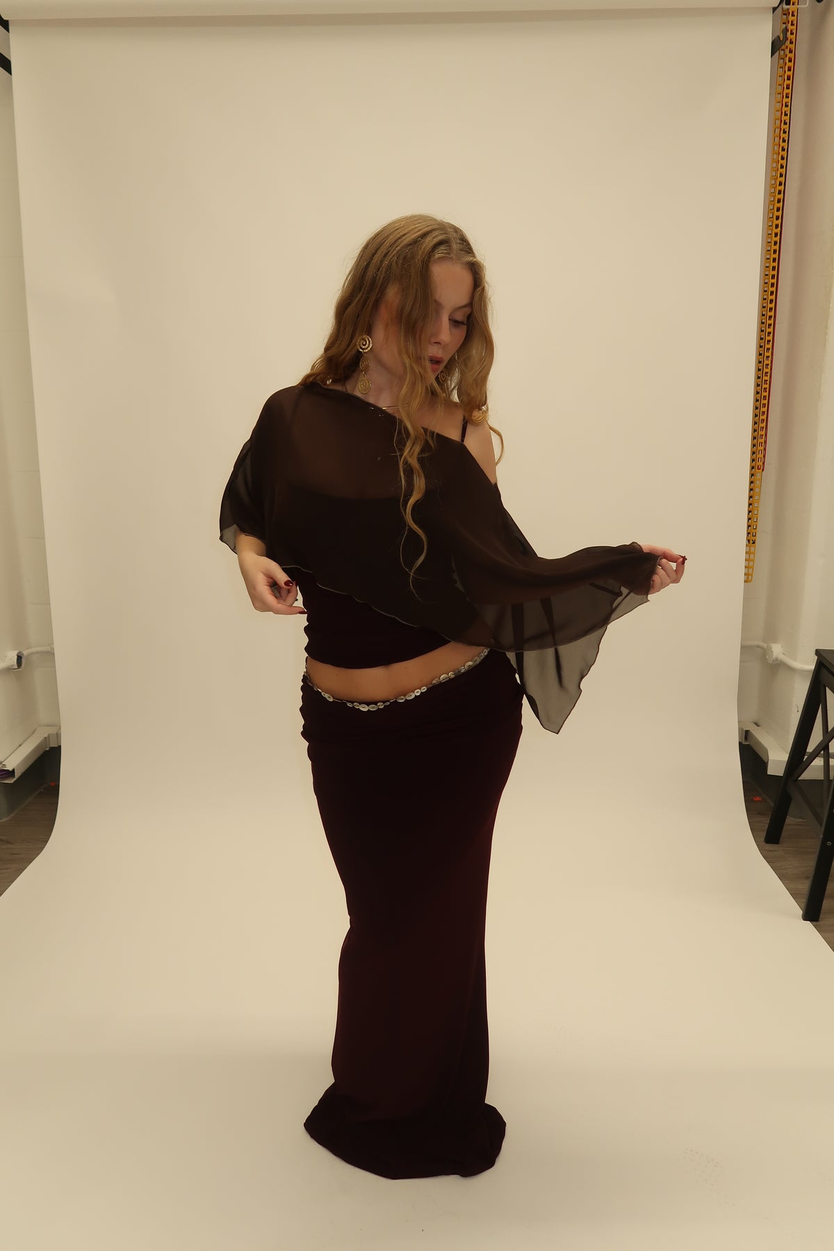 Chiffon Poncho - Espresso image 5