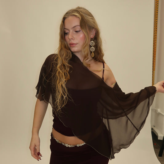 Chiffon Poncho - Espresso image 0