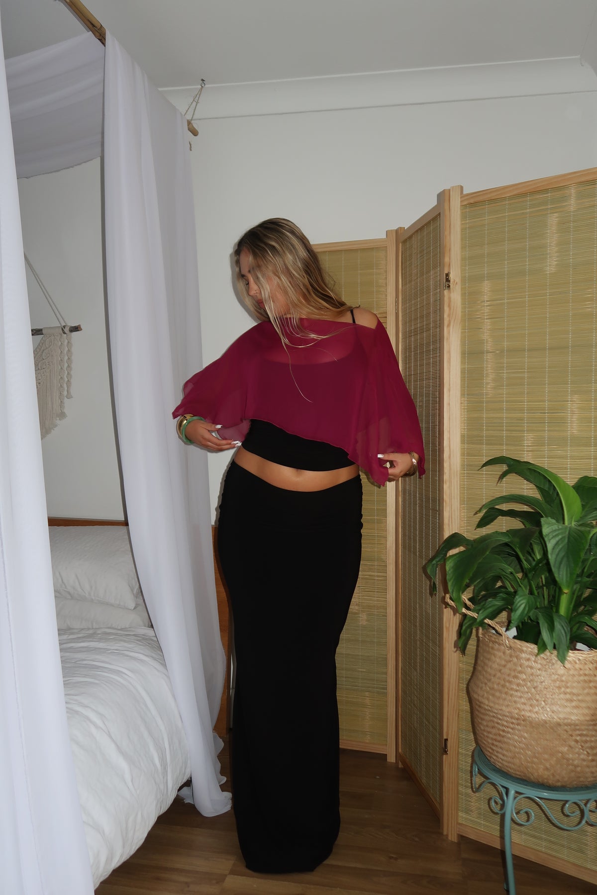 Chiffon Poncho - Raspberry image 3