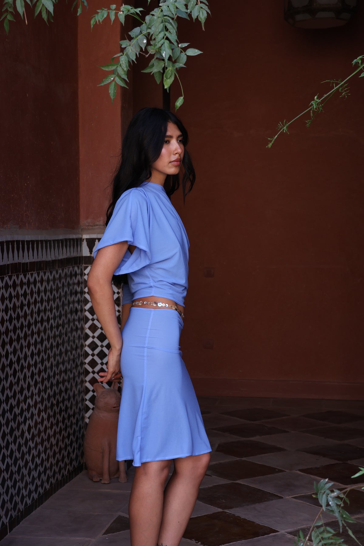 Chiffon Florina Midi Skirt - Sky Blue image 4