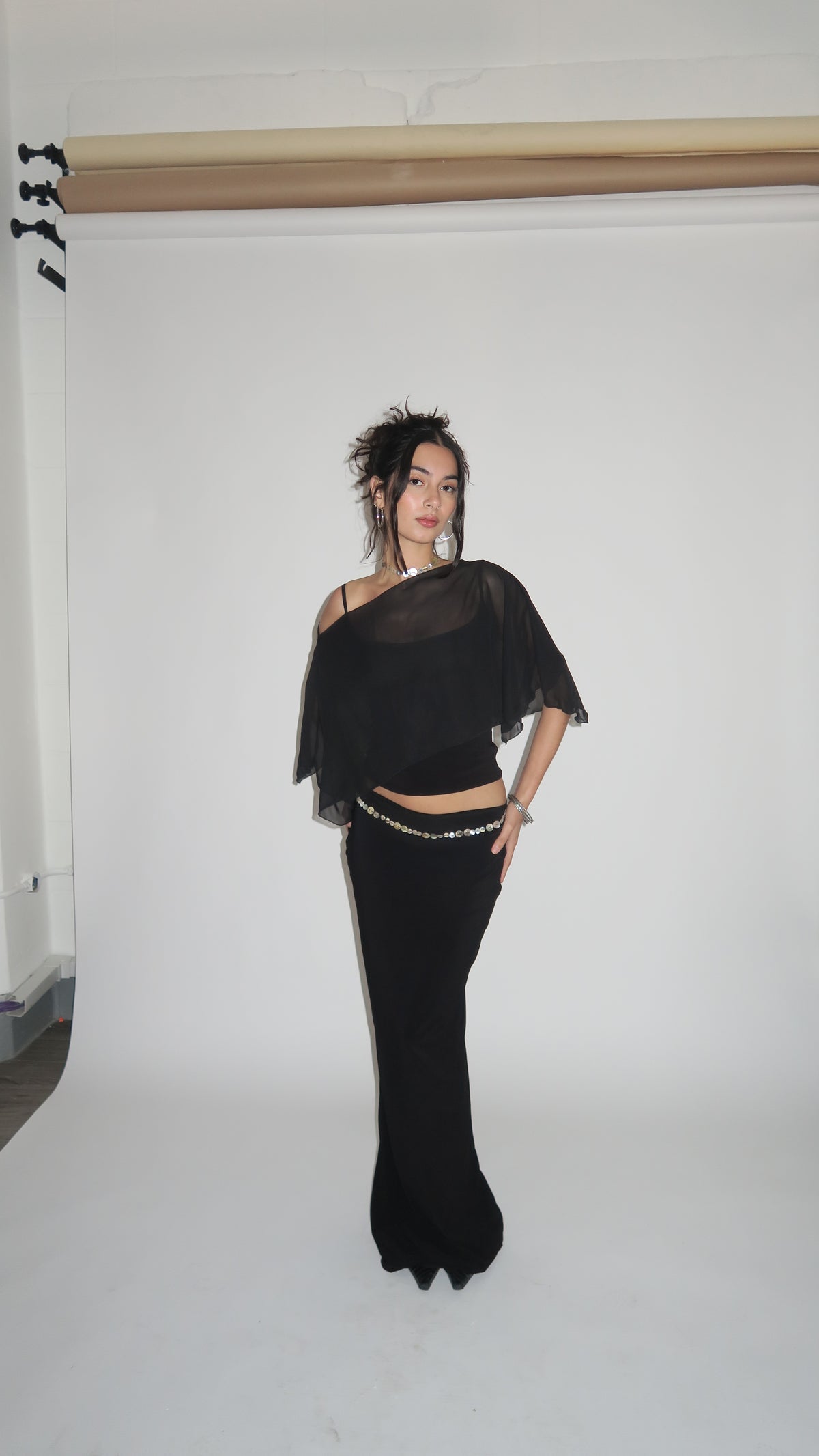 Chiffon Poncho - Noir image 1