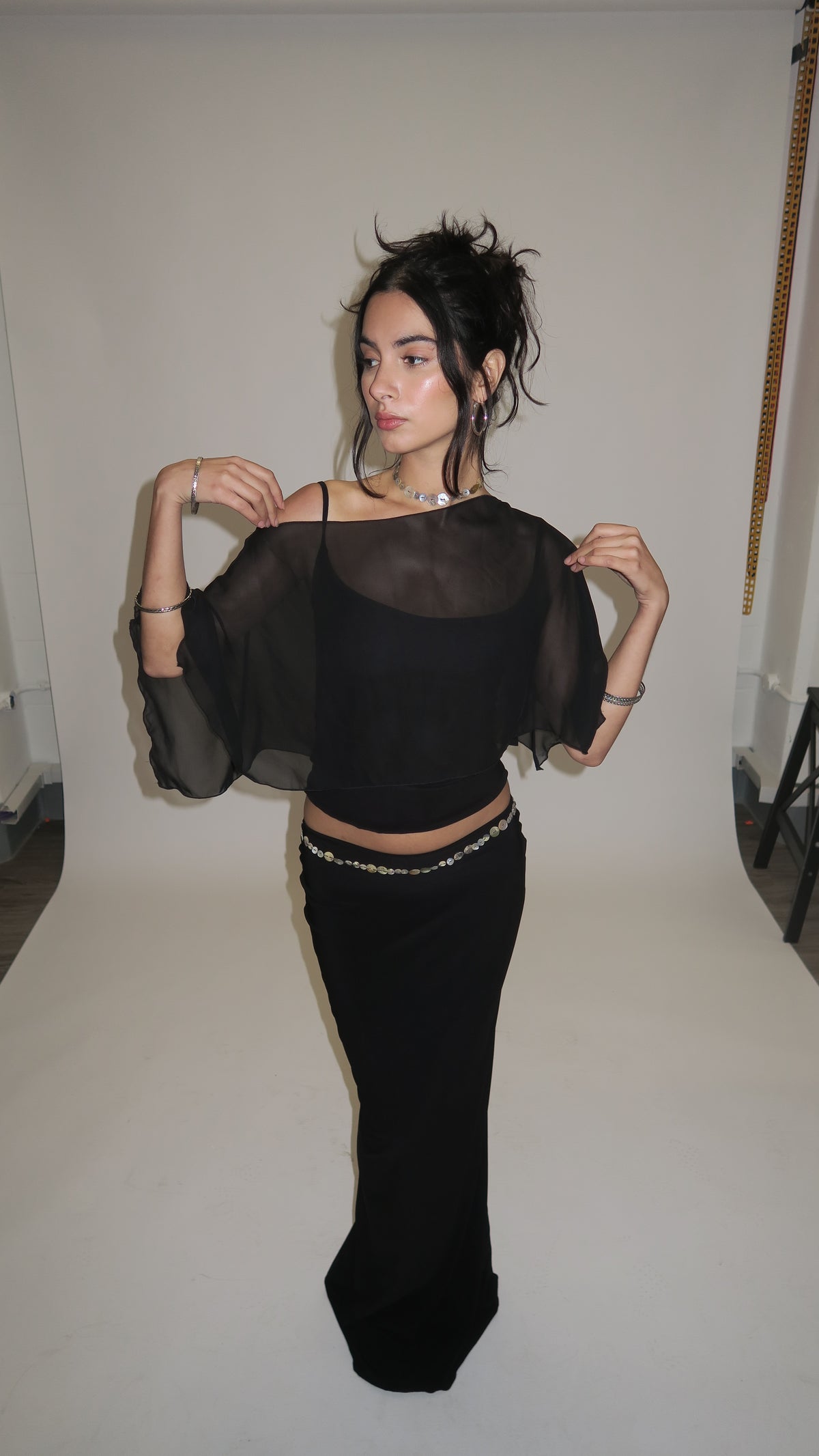 Chiffon Poncho - Noir image 3
