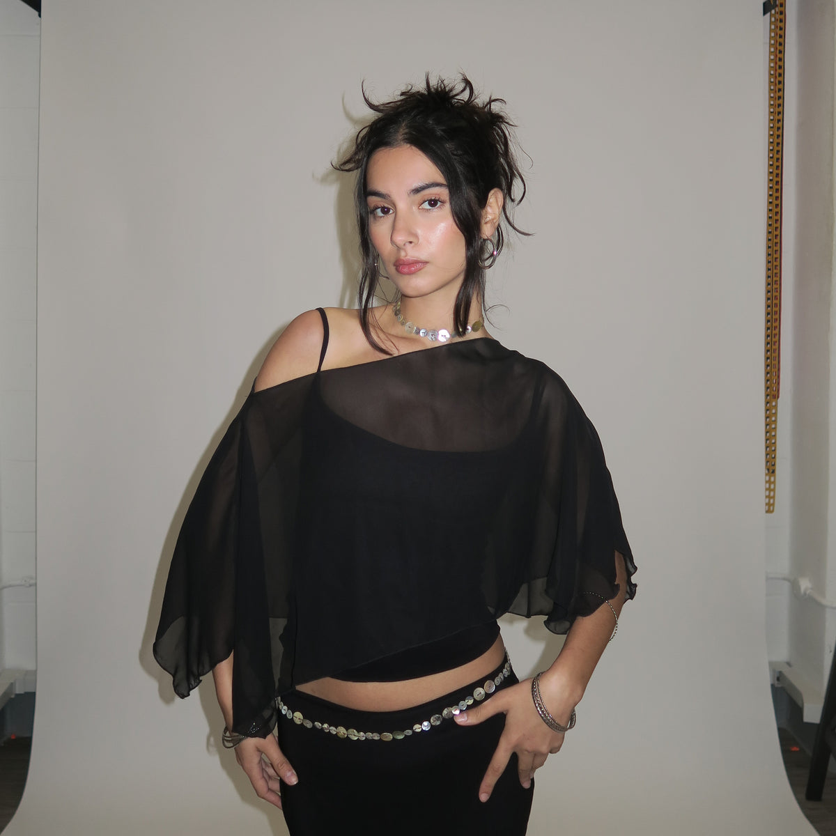 Chiffon Poncho - Noir image 0