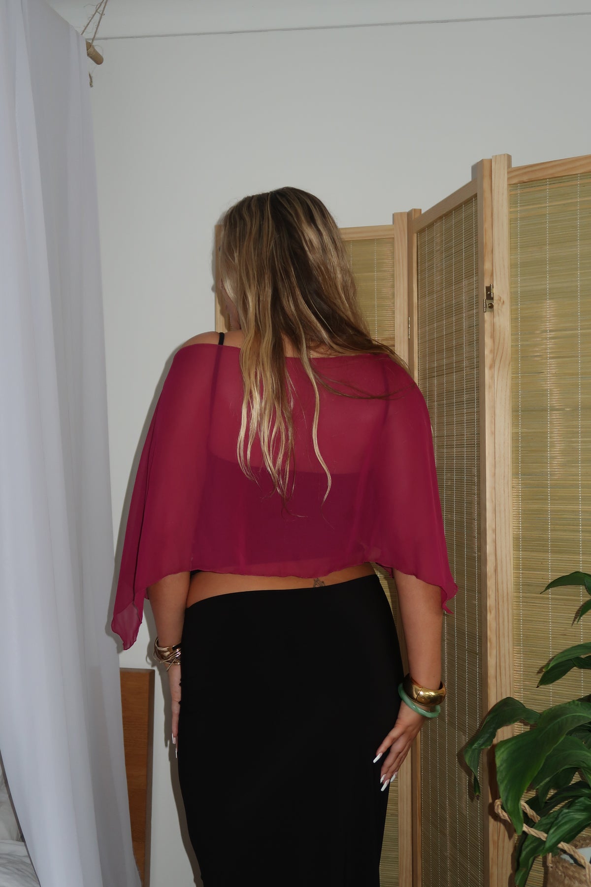 Chiffon Poncho - Raspberry image 2