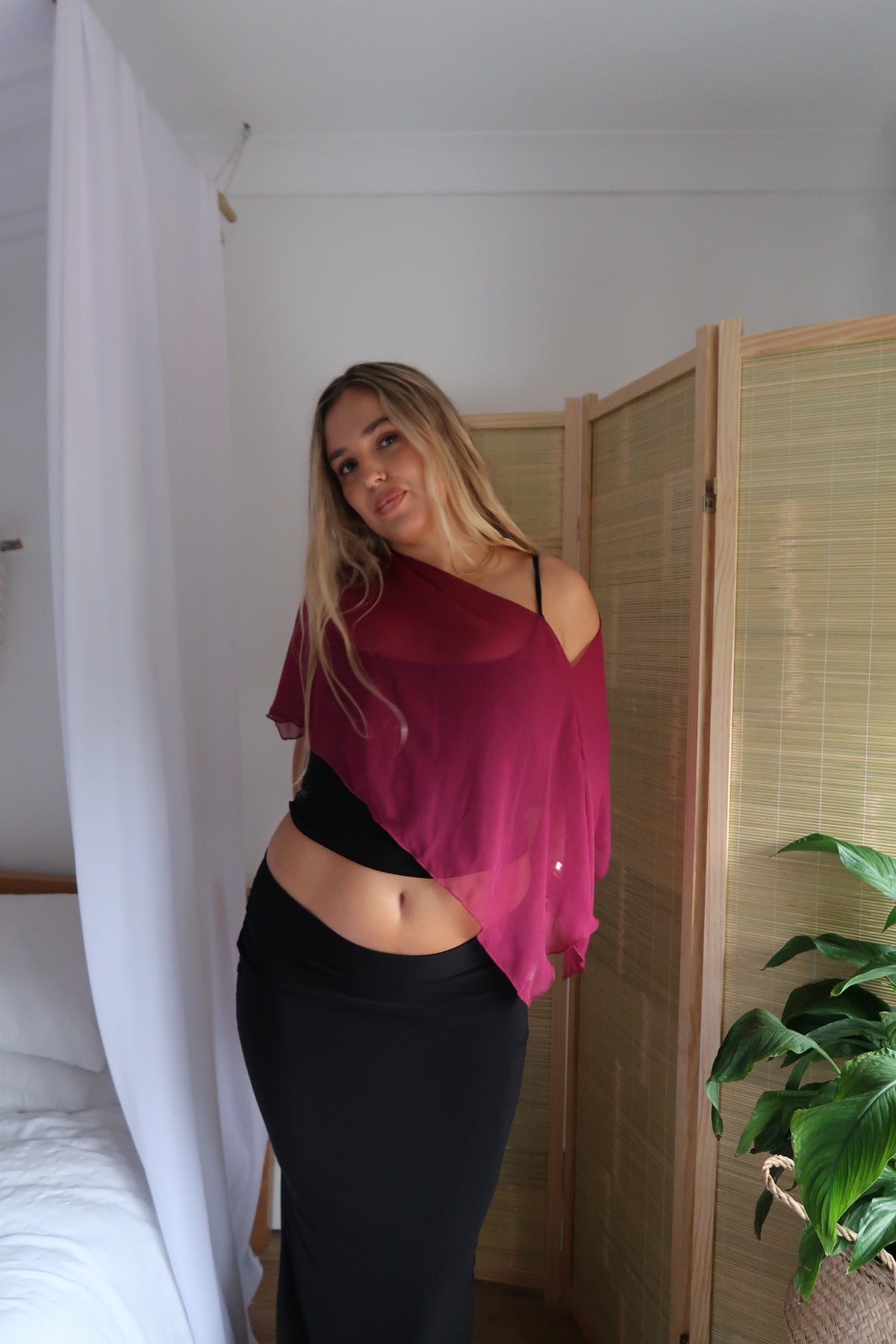 Chiffon Poncho - Raspberry image 6
