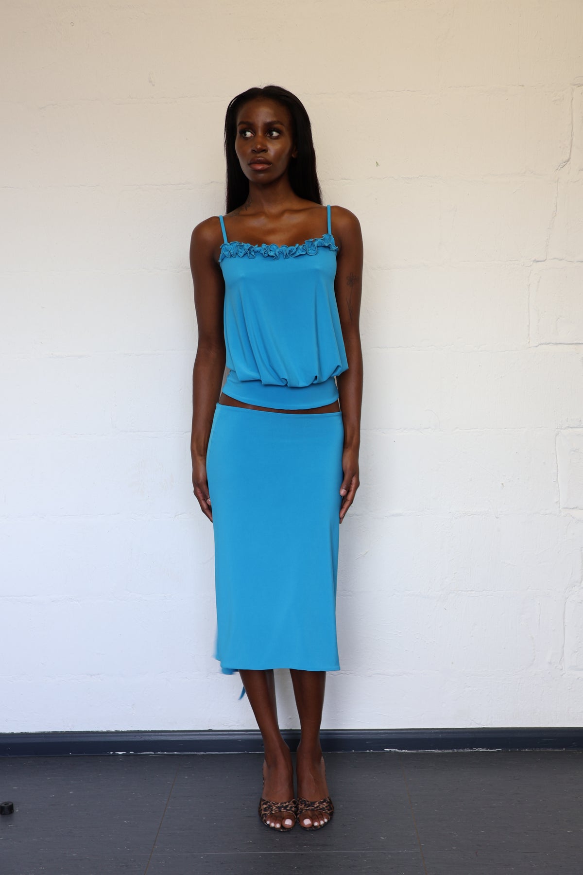 Valentina Midi Skirt - Aqua