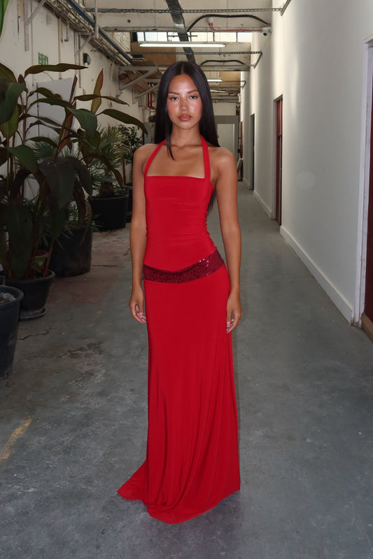 Toscana Maxi Dress - Crimson Kiss