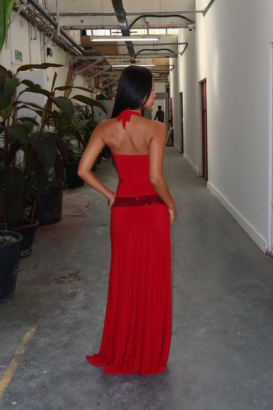 Toscana Maxi Dress - Crimson Kiss