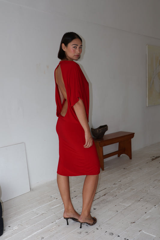 Still a Tease Midi Dress - Crimson Kiss