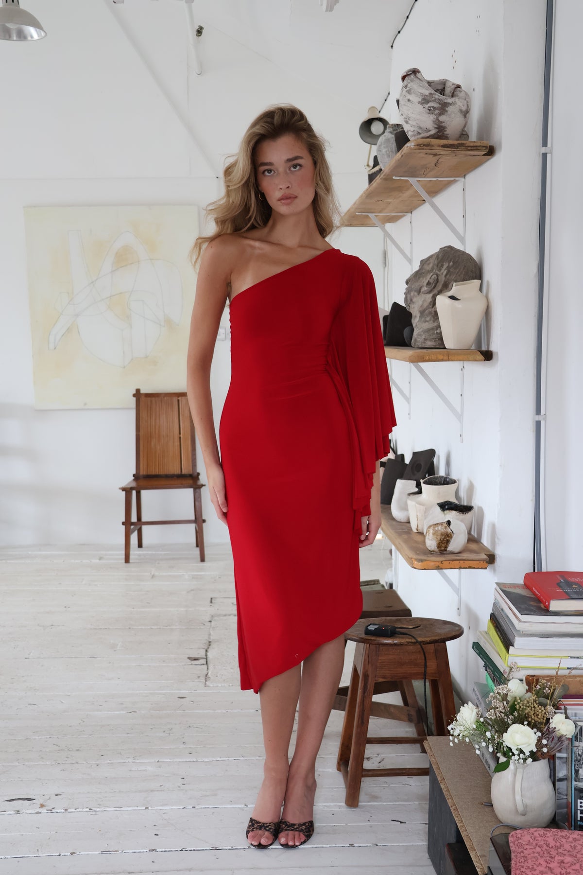 Maya Midi Dress - Crimson Kiss