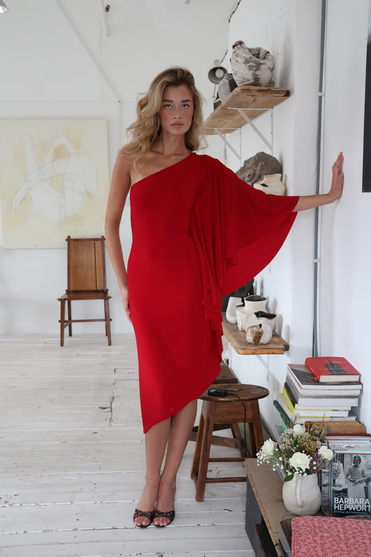 Maya Midi Dress - Crimson Kiss