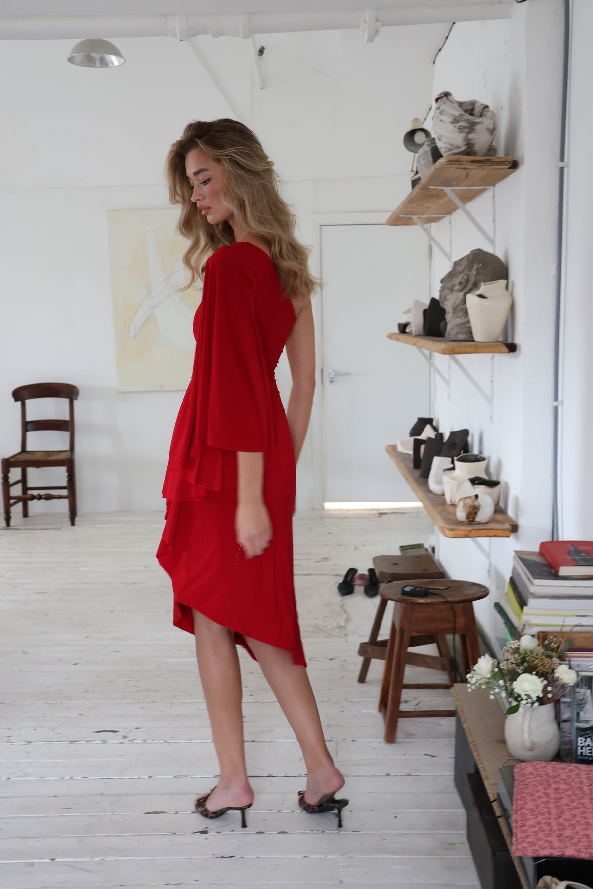 Maya Midi Dress - Crimson Kiss