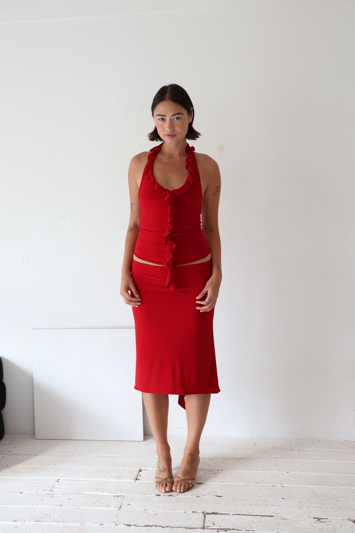 Valentina Midi Skirt - Crimson Kiss