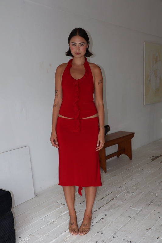 Valentina Midi Skirt - Crimson Kiss