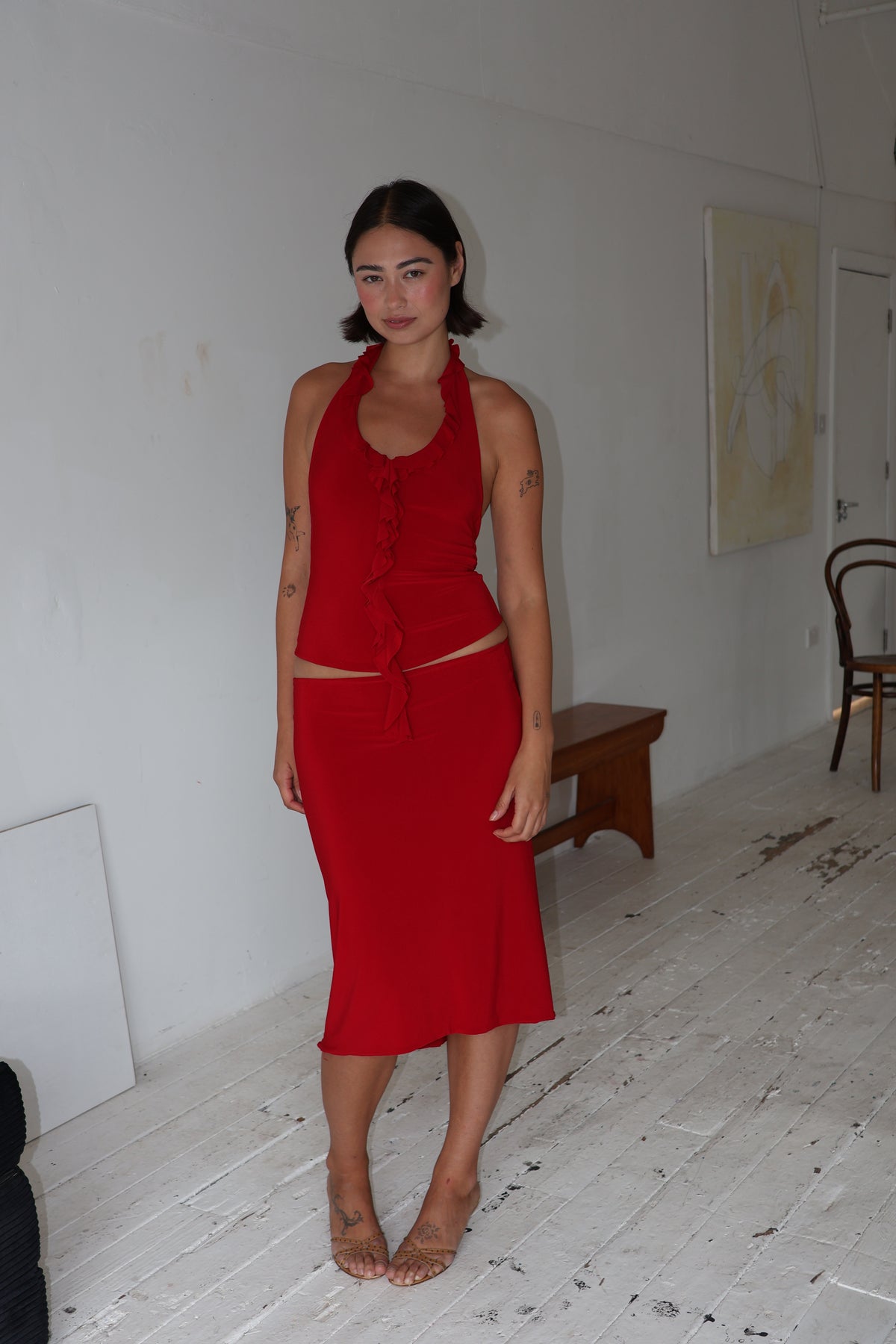 Valentina Midi Skirt - Crimson Kiss
